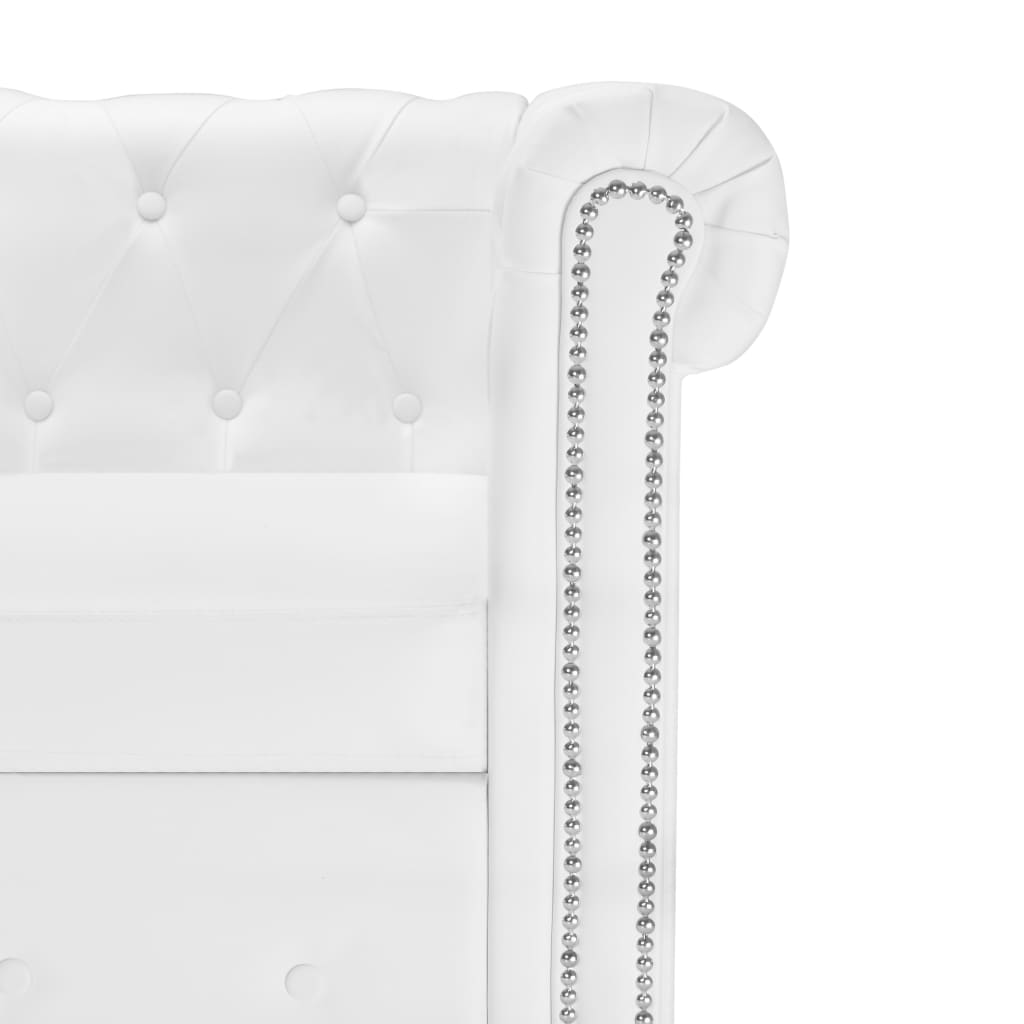 Canapé Chesterfield en forme de L cuir synthétique blanc - XIOS