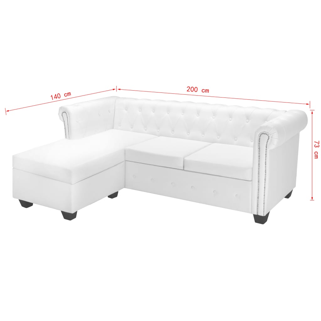 Canapé Chesterfield en forme de L cuir synthétique blanc - XIOS
