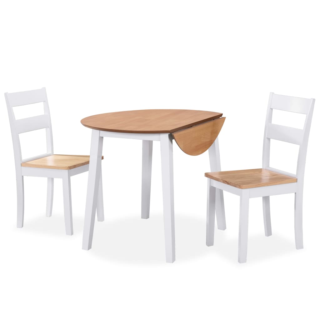 Ensemble de salle à manger 3 pcs MDF et hévéa Blanc - XIOS