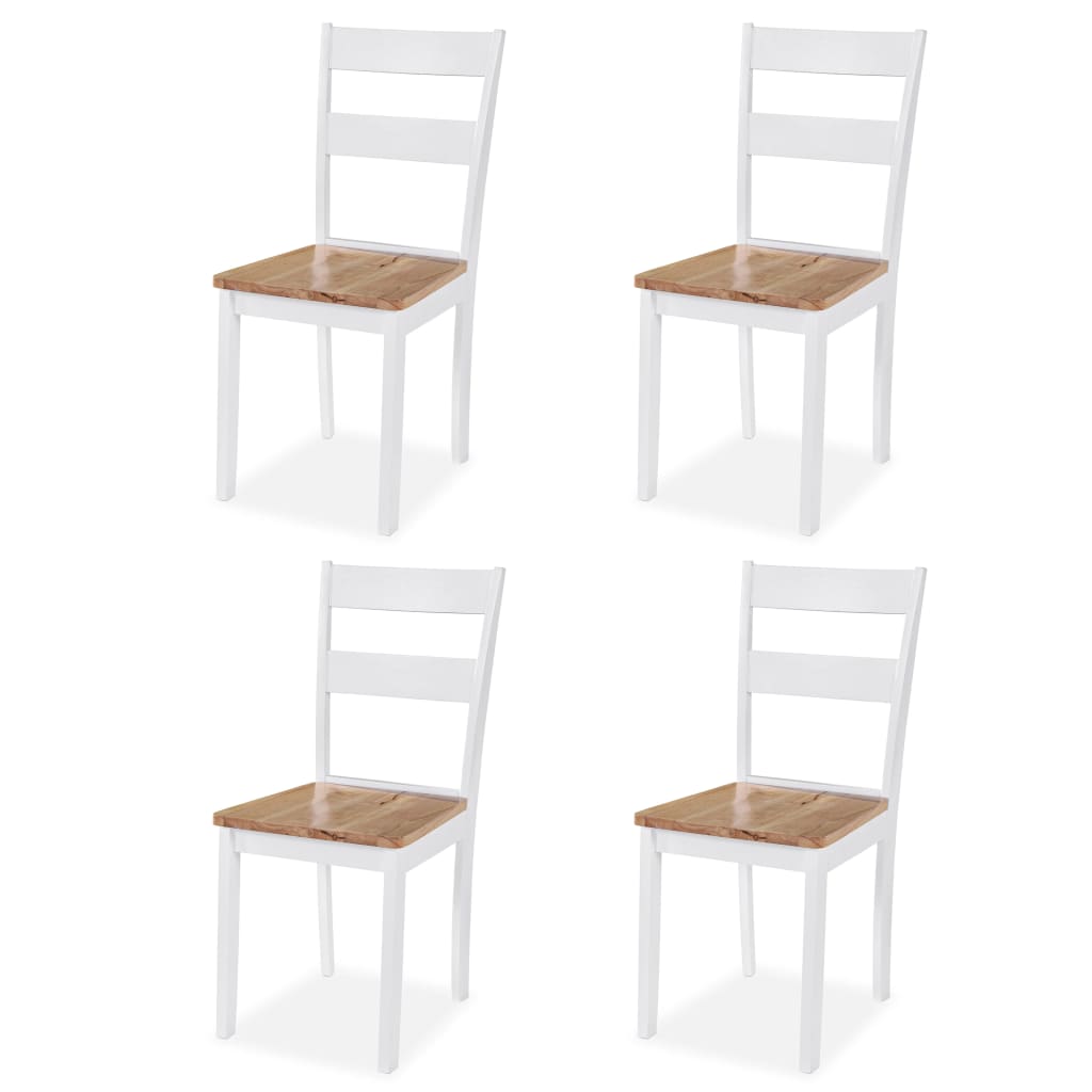 Ensemble de salle à manger 5 pcs MDF et hévéa Blanc - XIOS