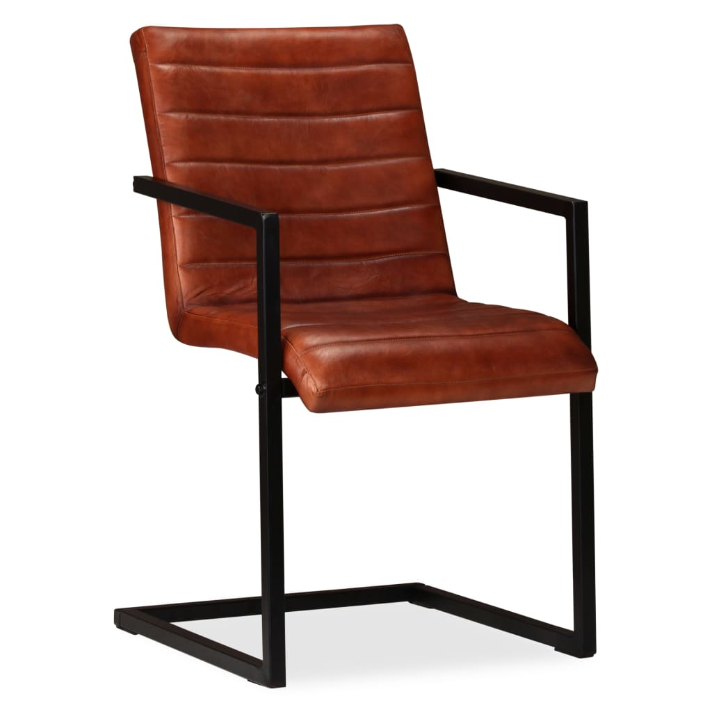 Chaises à manger lot de 2 marron cuir véritable - XIOS