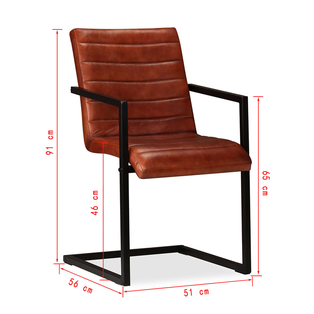 Chaises à manger lot de 2 marron cuir véritable - XIOS
