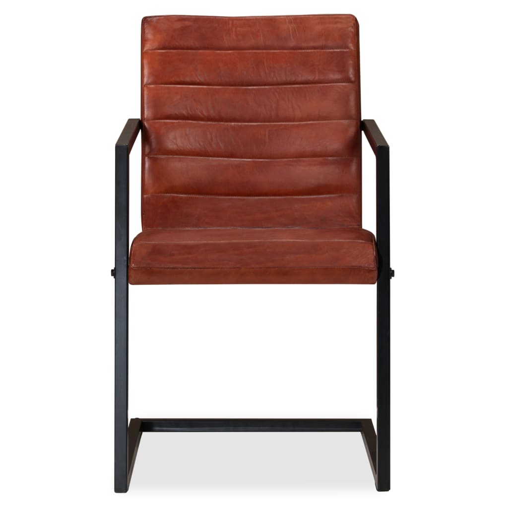Chaises à manger lot de 2 marron cuir véritable - XIOS