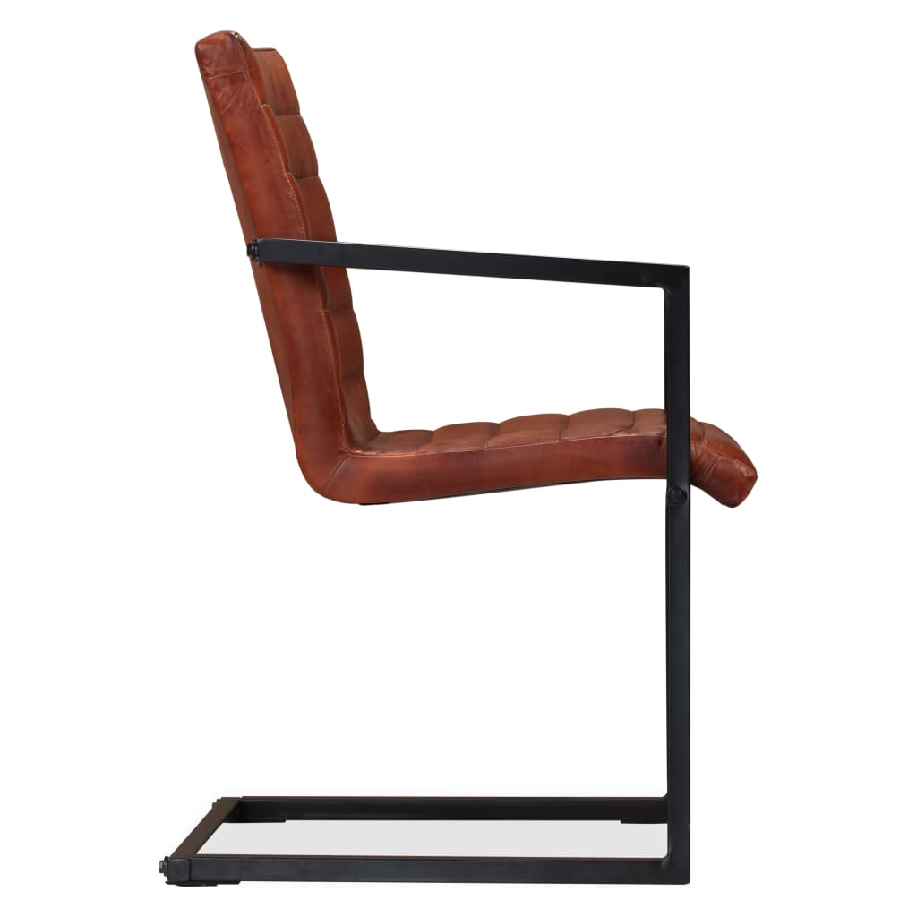 Chaises à manger lot de 2 marron cuir véritable - XIOS
