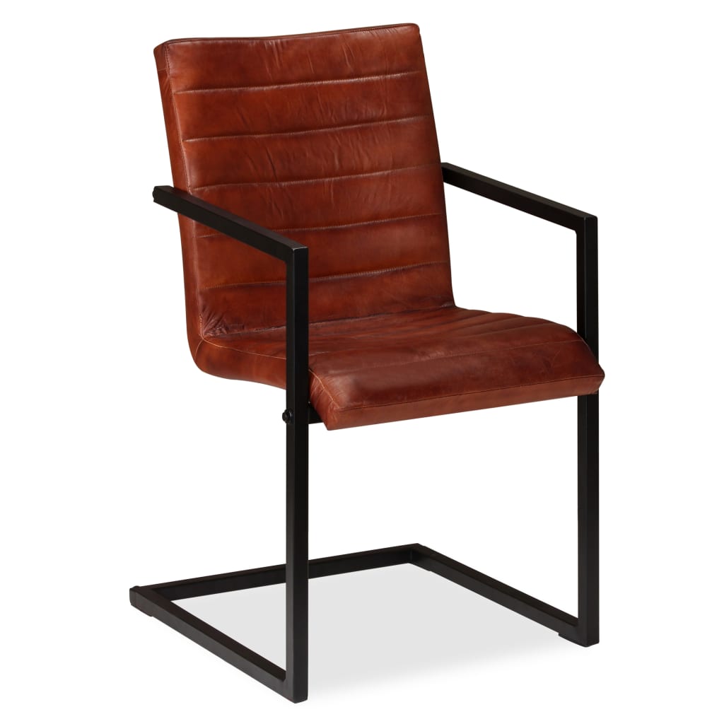 Chaises à manger lot de 2 marron cuir véritable - XIOS