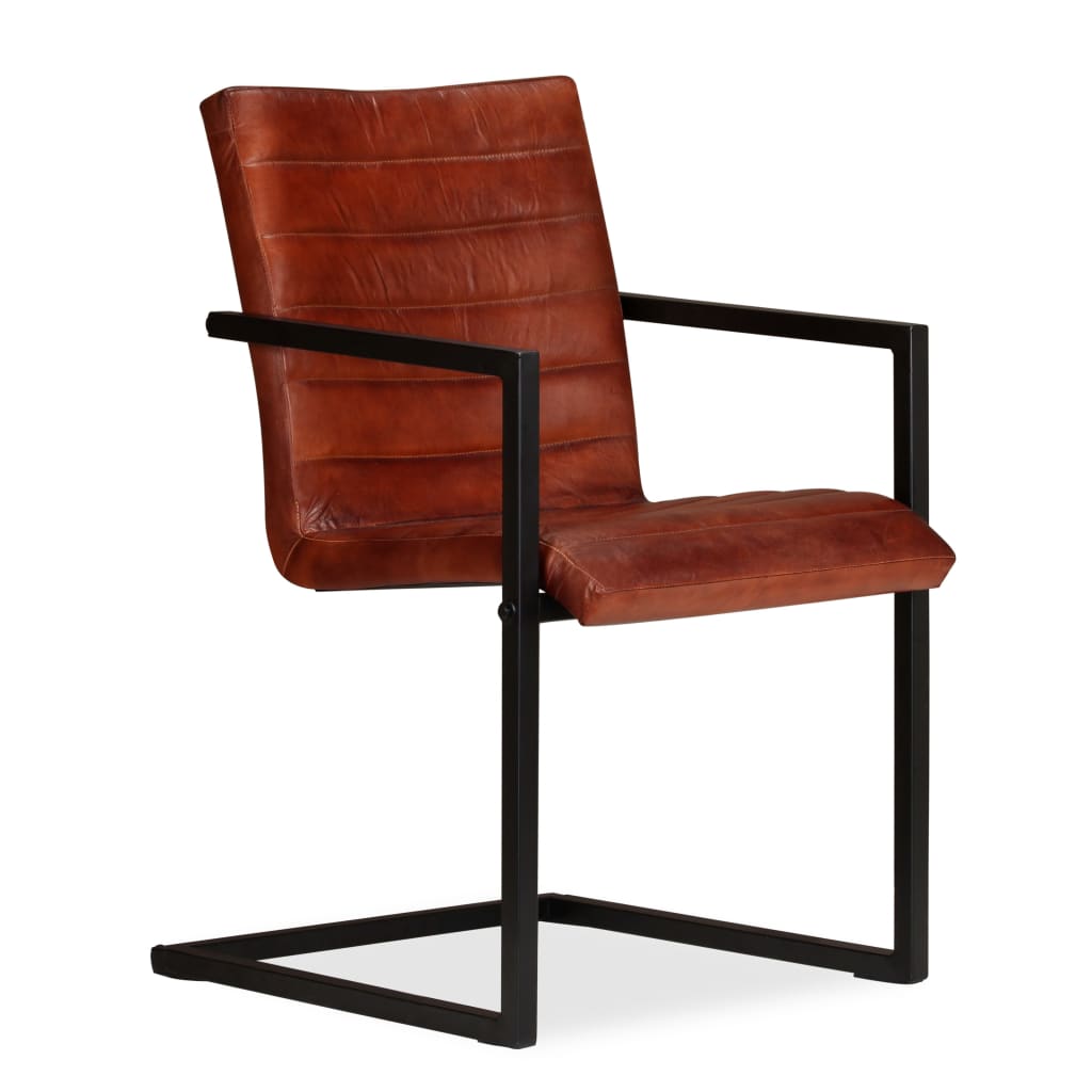 Chaises à manger lot de 2 marron cuir véritable - XIOS