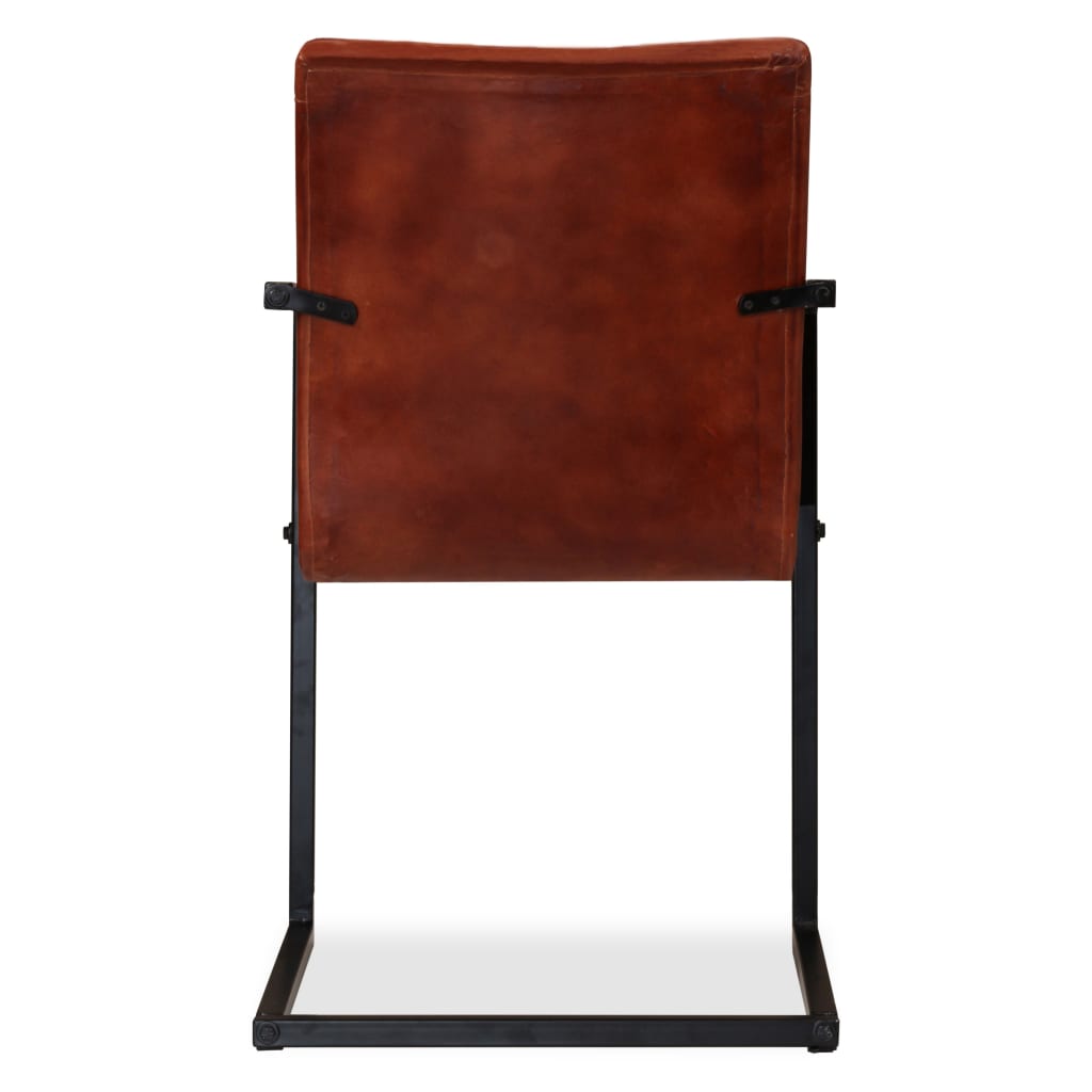 Chaises à manger lot de 2 marron cuir véritable - XIOS