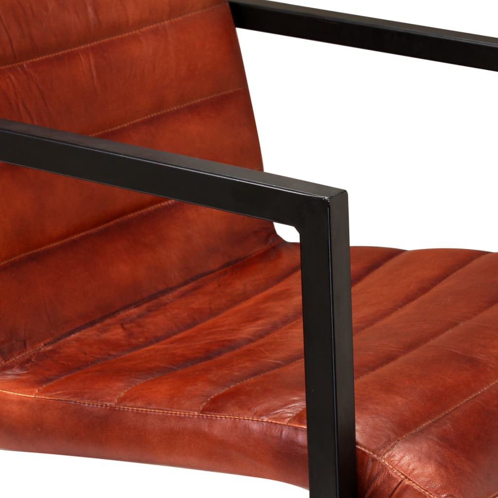 Chaises à manger lot de 2 marron cuir véritable - XIOS