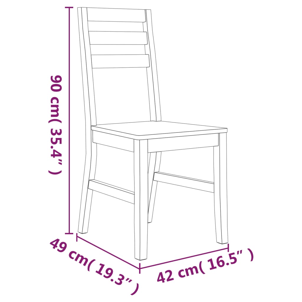 Chaises à manger lot de 4 bois d'acacia massif - XIOS