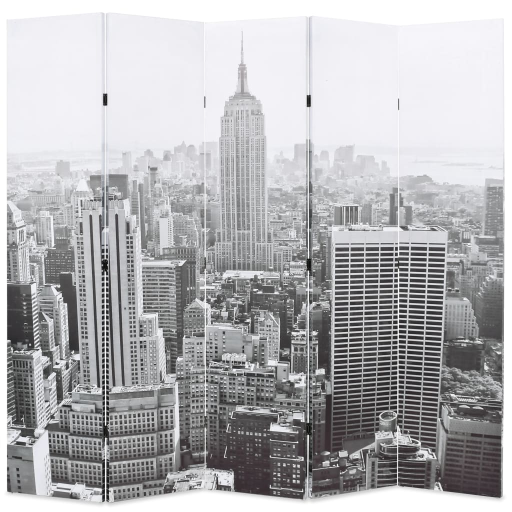 Cloison de séparation pliable 200x170 cm New York Noir et blanc - XIOS