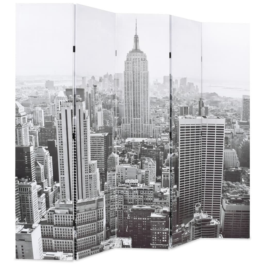 Cloison de séparation pliable 200x170 cm New York Noir et blanc - XIOS