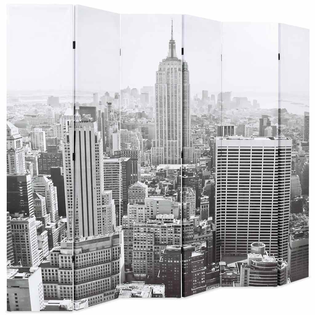 Cloison de séparation pliable 228x170 cm New York Noir et blanc - XIOS