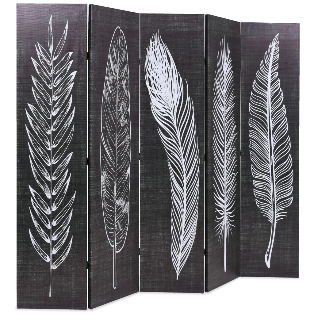 Cloison de séparation pliable 200 x 170 cm Plumes Noir et blanc - XIOS