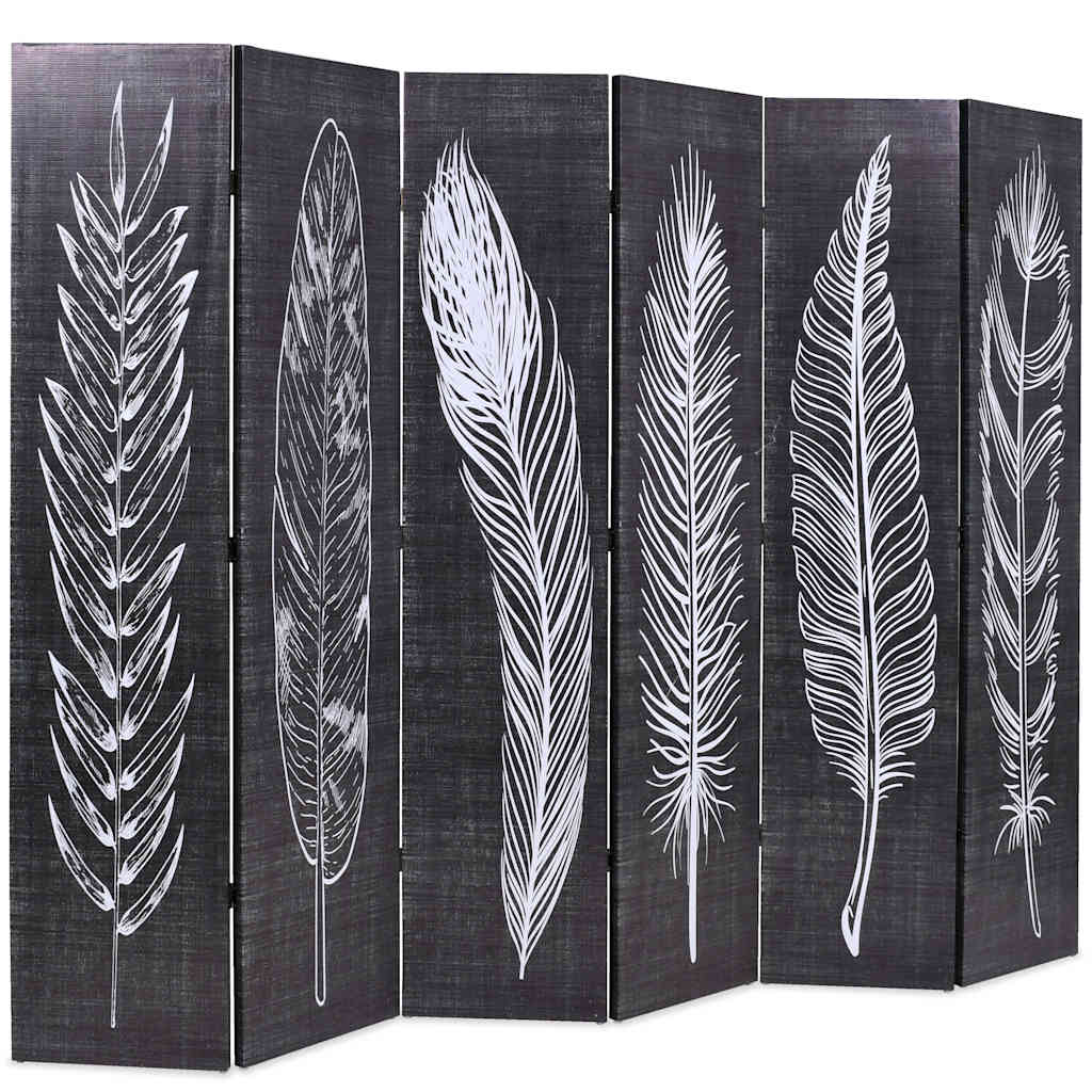 Cloison de séparation pliable 228 x 170 cm Plumes Noir et blanc - XIOS