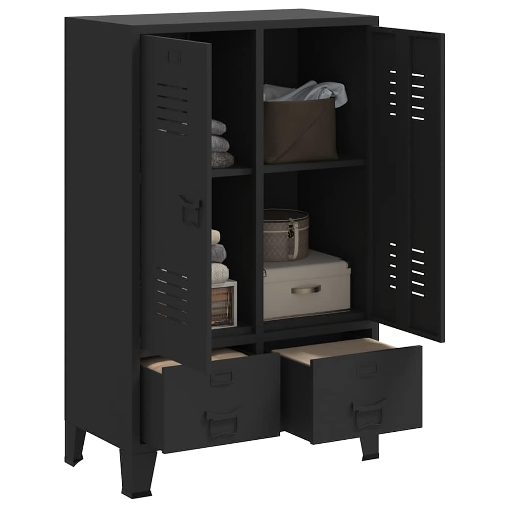 Garde-robe métal de style industriel 67x35x107 cm noir - XIOS