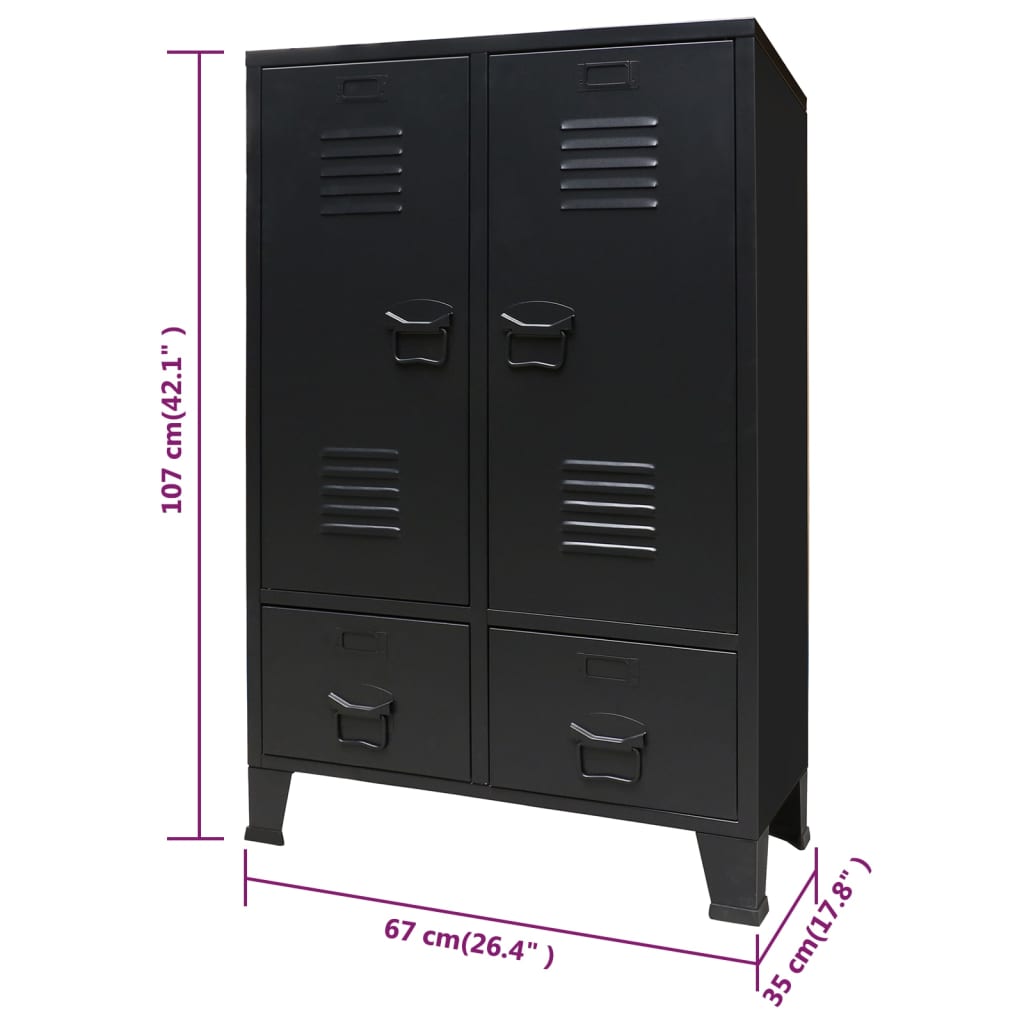 Garde-robe métal de style industriel 67x35x107 cm noir - XIOS
