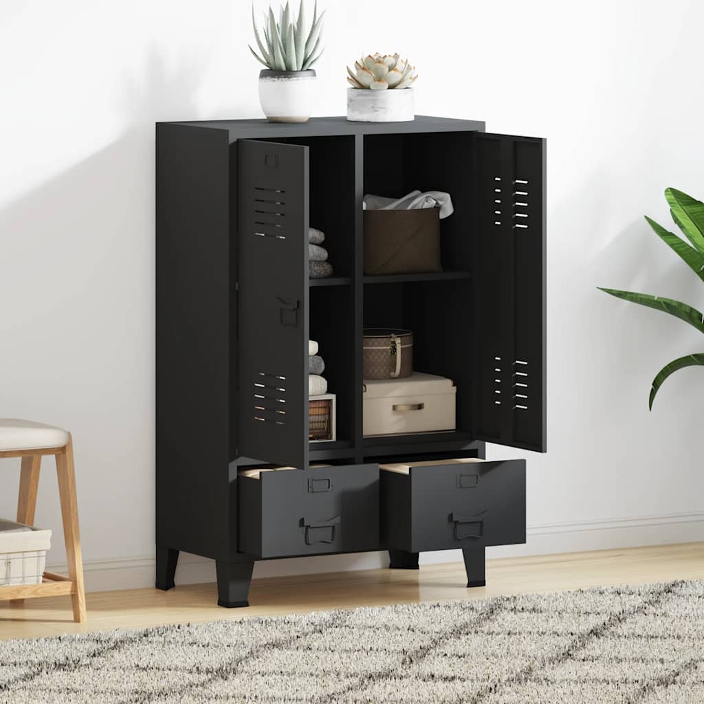 Garde-robe métal de style industriel 67x35x107 cm noir - XIOS