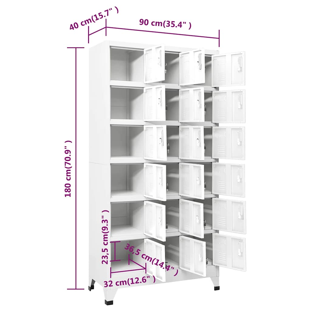 Armoire à casier avec 18 compartiments Métal 90x40x180 cm - XIOS
