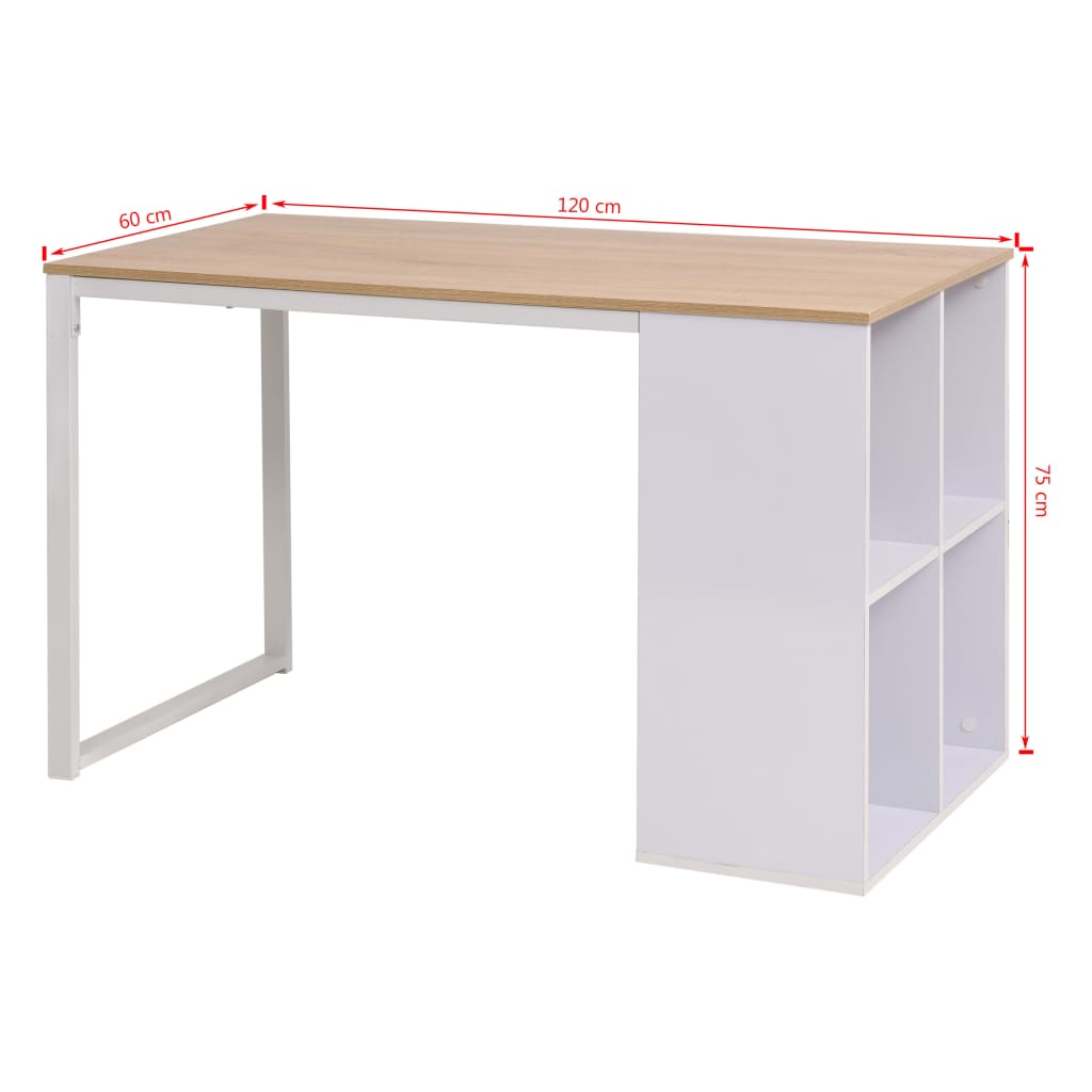 Table d'écriture 120x60x75 cm Chêne et blanc - XIOS