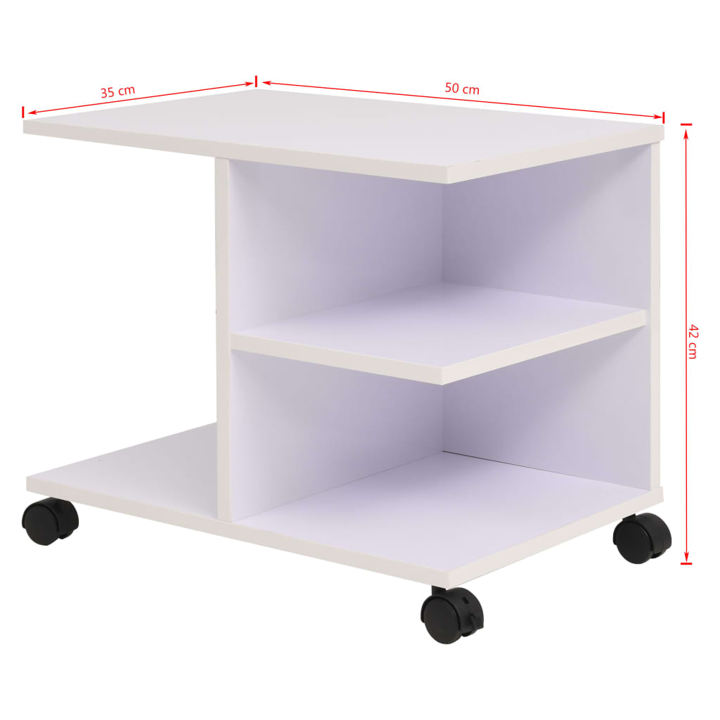 Étagère à roulettes 50x35x42 cm Blanc - XIOS