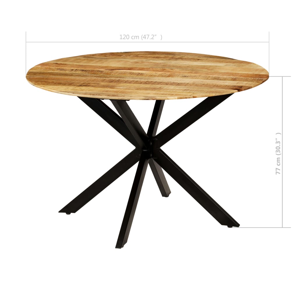 Table à manger Bois de manguier brut massif et acier 120x77 cm - XIOS