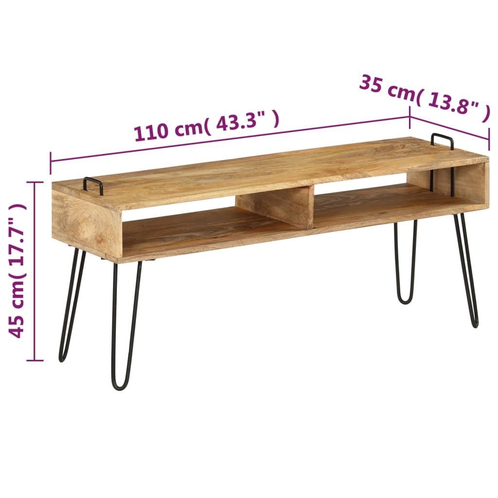 Meuble TV Bois de manguier massif 110 x 35 x 45 cm - XIOS