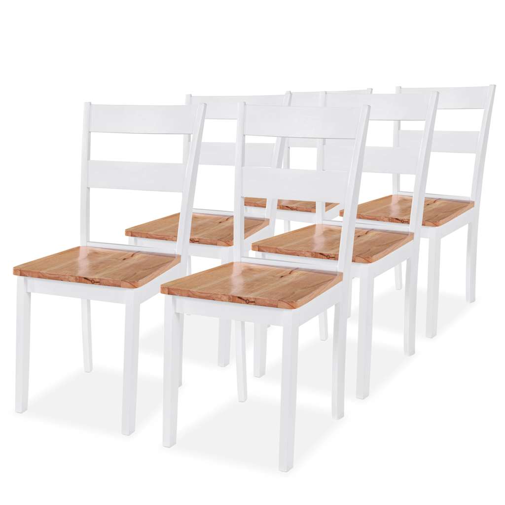 Chaises à manger lot de 6 blanc bois d'hévéa massif - XIOS