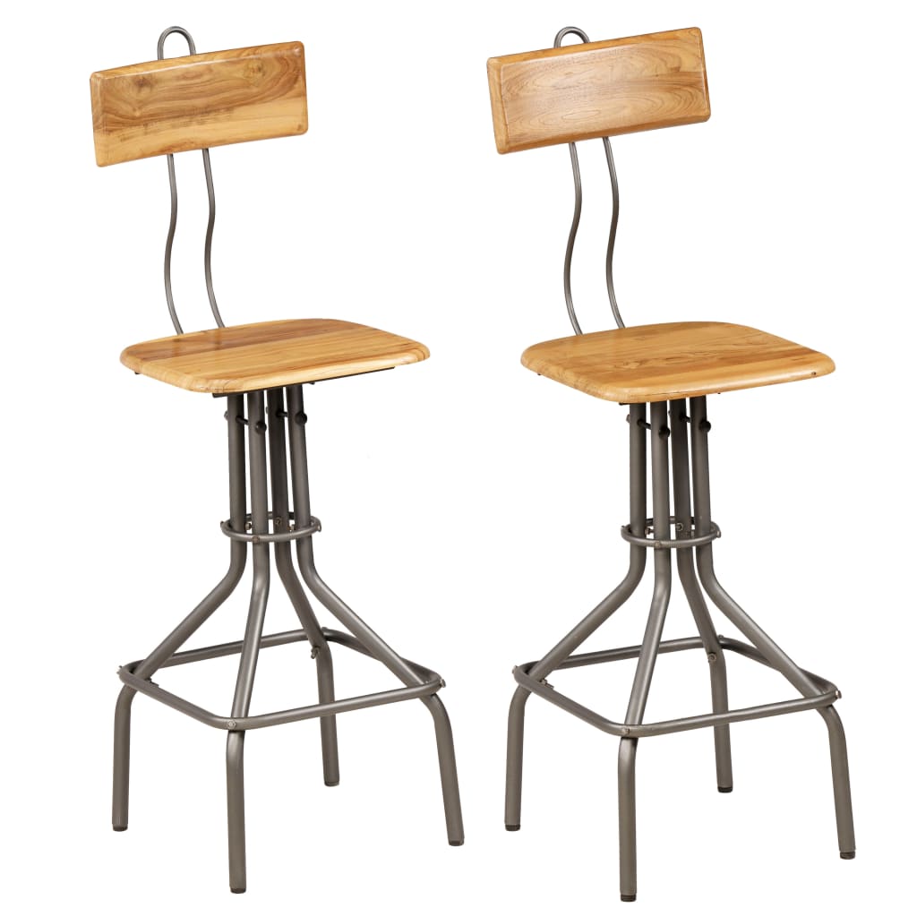 Chaises de bar lot de 2 teck massif de récupération - XIOS