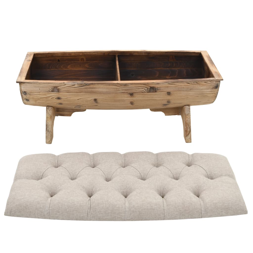 Banc de rangement Bois massif et tissu 103 x 51 x 44 cm - XIOS
