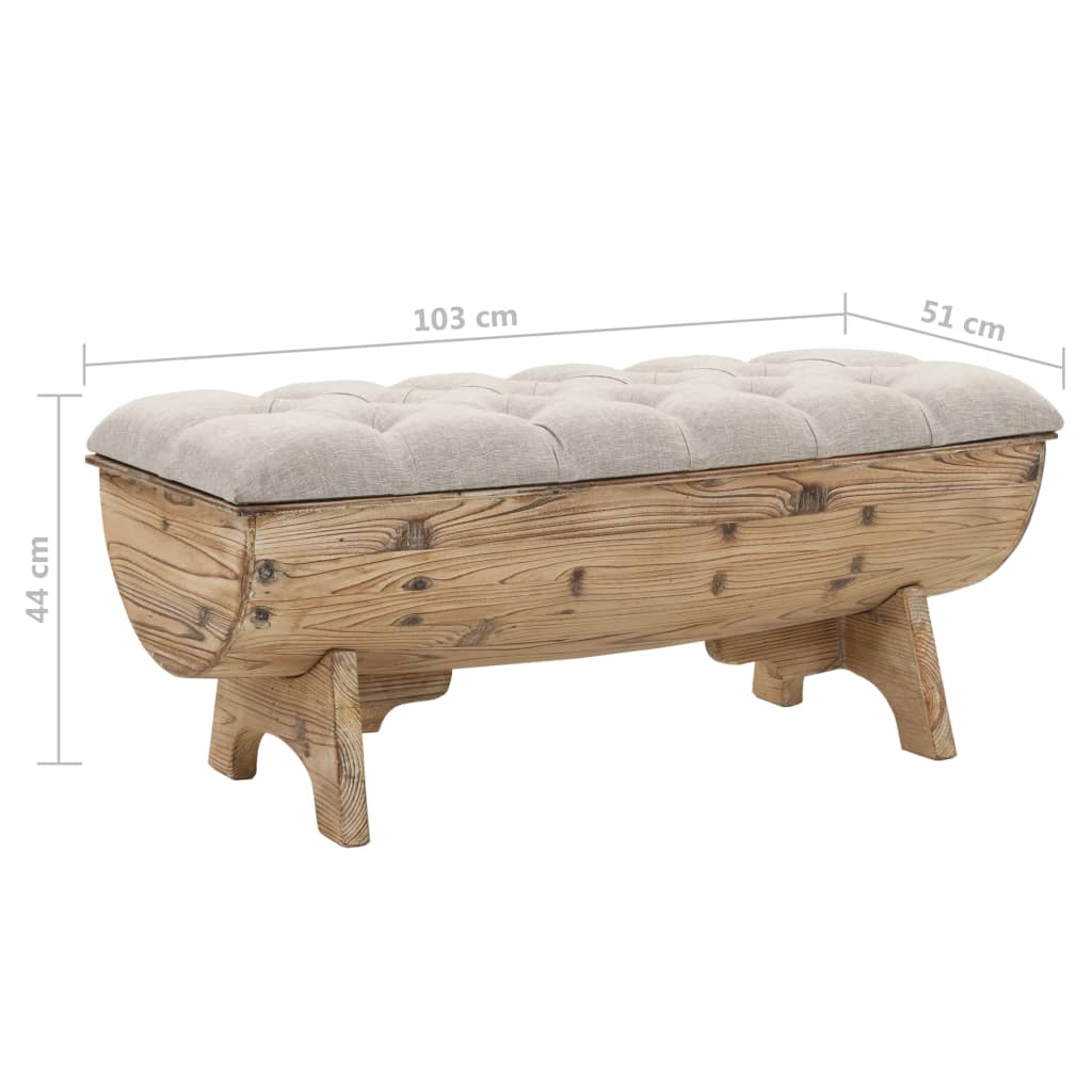 Banc de rangement Bois massif et tissu 103 x 51 x 44 cm - XIOS