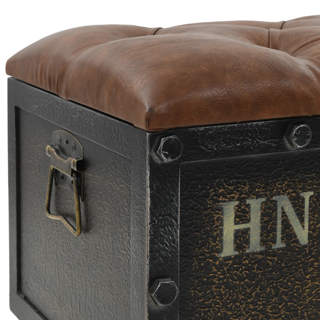 Banc de rangement Bois massif et similicuir 80,5x41x50 cm - XIOS