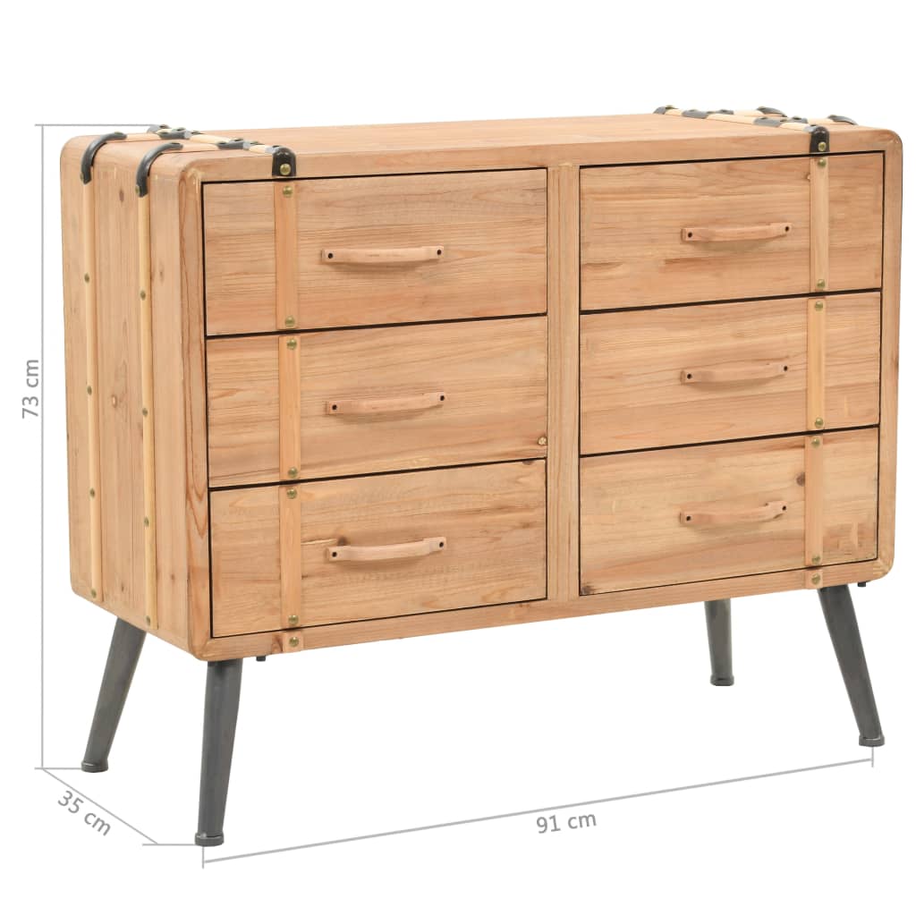 Armoire à tiroirs bois de sapin massif 91x35x73 cm - XIOS