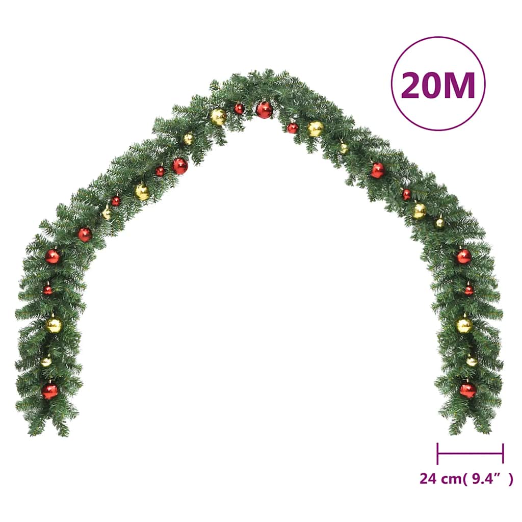 Guirlande de Noël décorée avec boules et lumières LED 20 m - XIOS