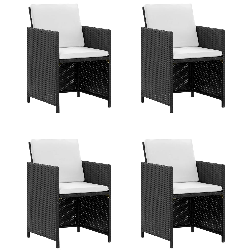 Salon de jardin encastrable 5 pcs et coussins Rotin Noir - XIOS
