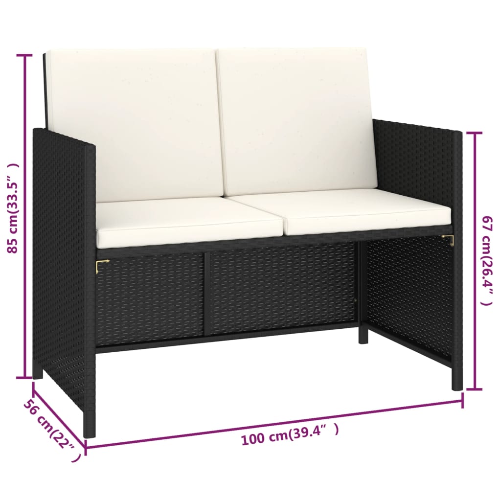 Salon de jardin 6 pcs avec coussins Résine tressée Noir - XIOS