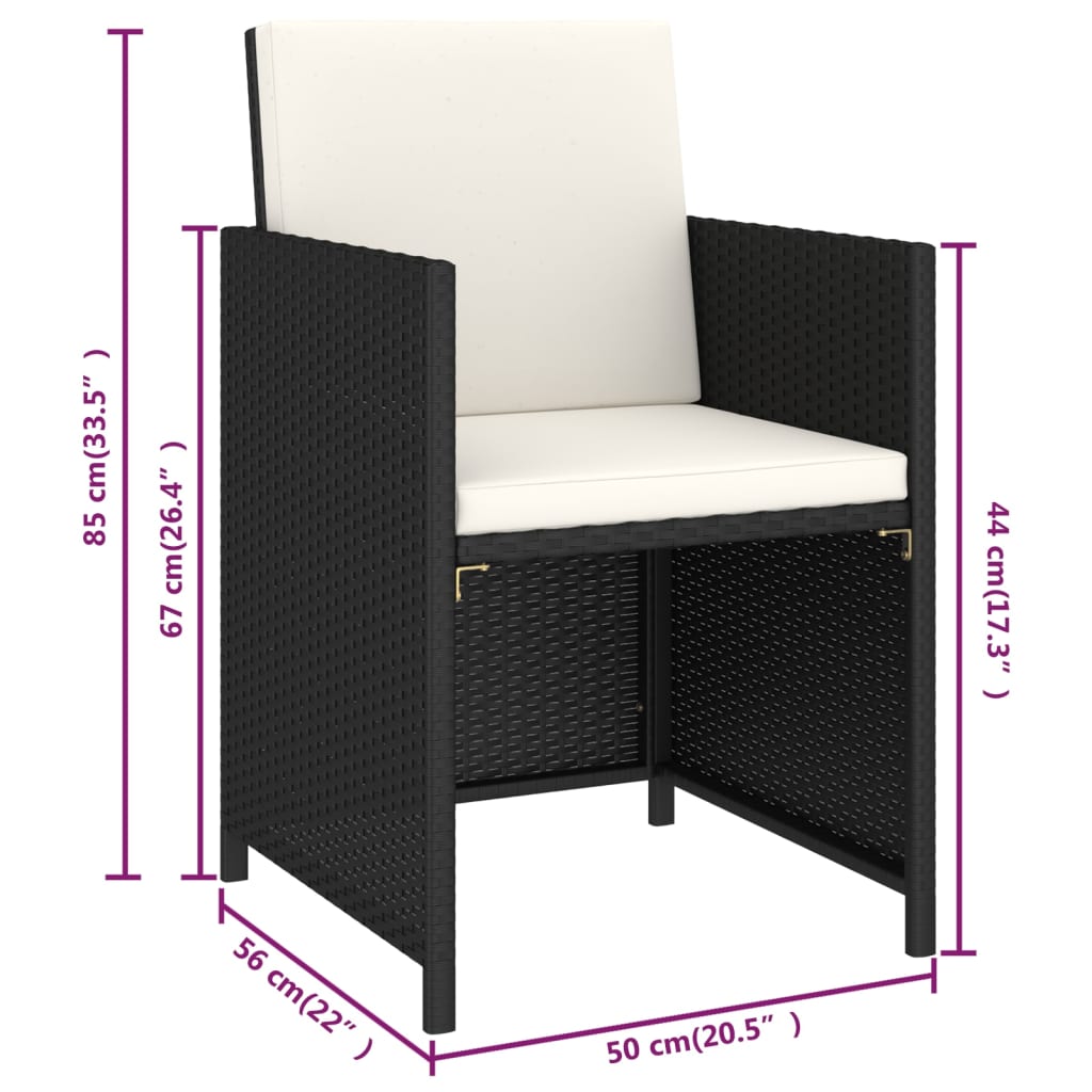 Salon de jardin 6 pcs avec coussins Résine tressée Noir - XIOS