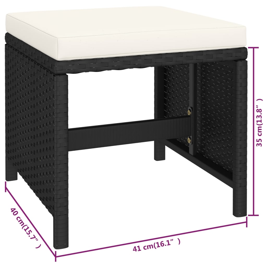 Salon de jardin 6 pcs avec coussins Résine tressée Noir - XIOS