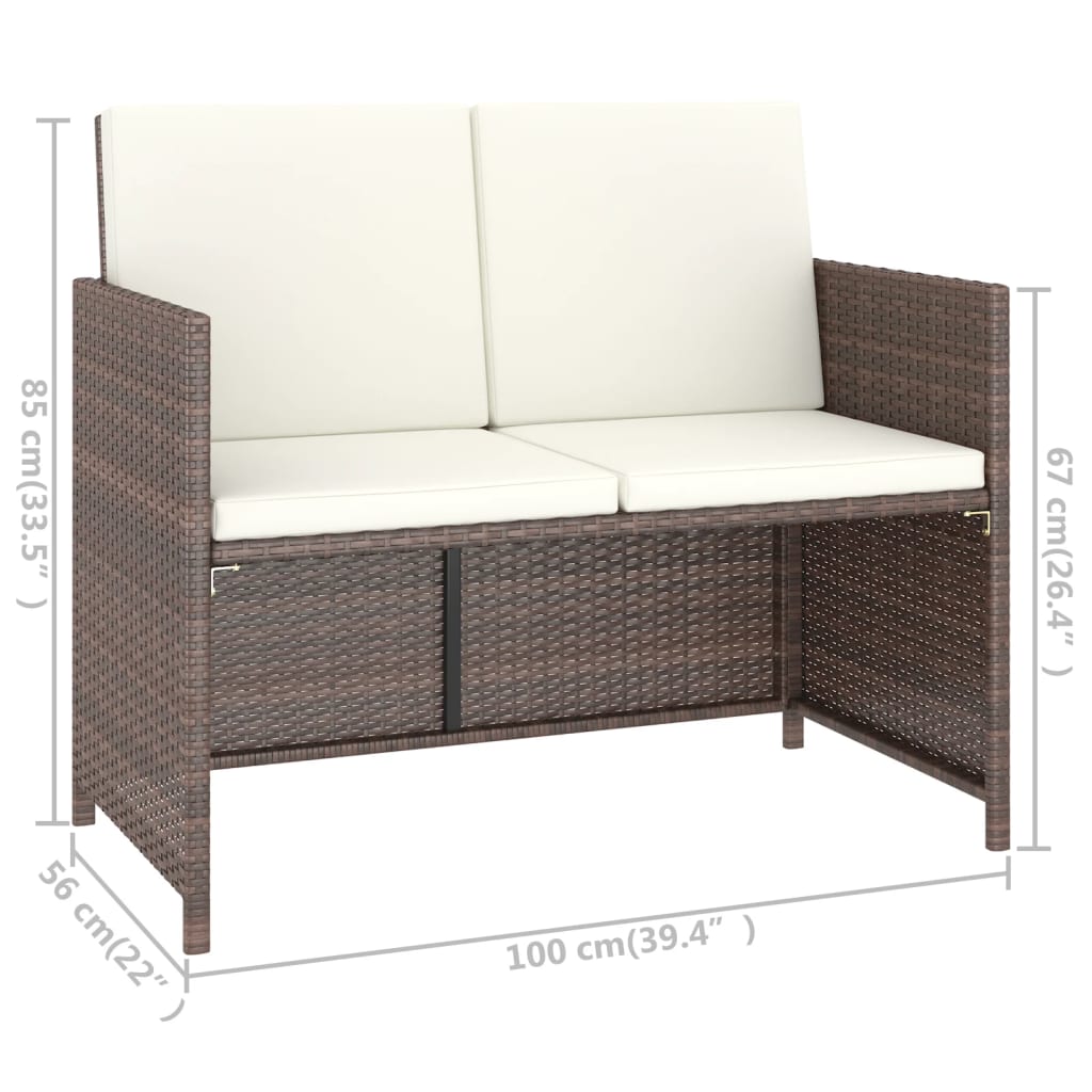 Ensemble à manger d'extérieur avec coussins 6pcs Résine tressée - XIOS