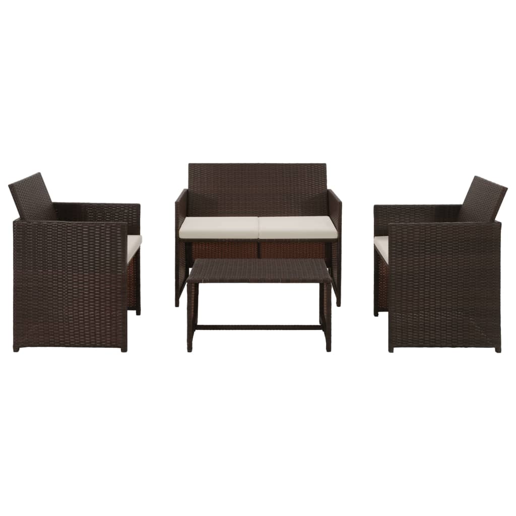 Salon de jardin 4 pcs avec coussins Résine tressée Marron - XIOS