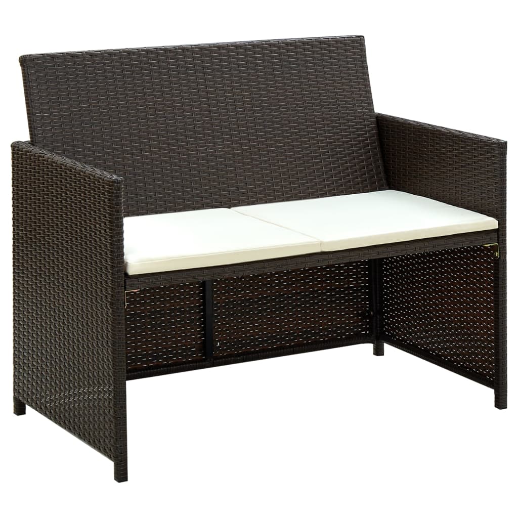 Salon de jardin 4 pcs avec coussins Résine tressée Marron - XIOS