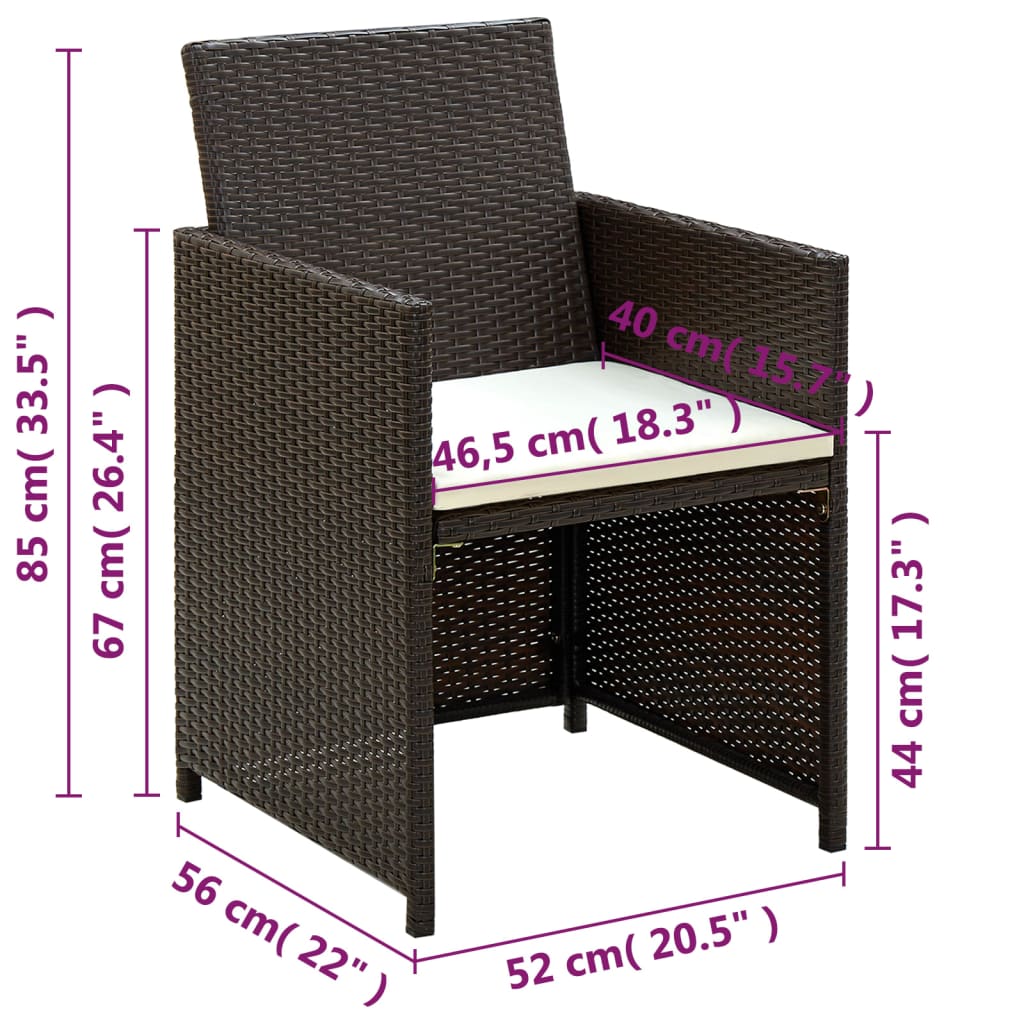 Salon de jardin 4 pcs avec coussins Résine tressée Marron - XIOS
