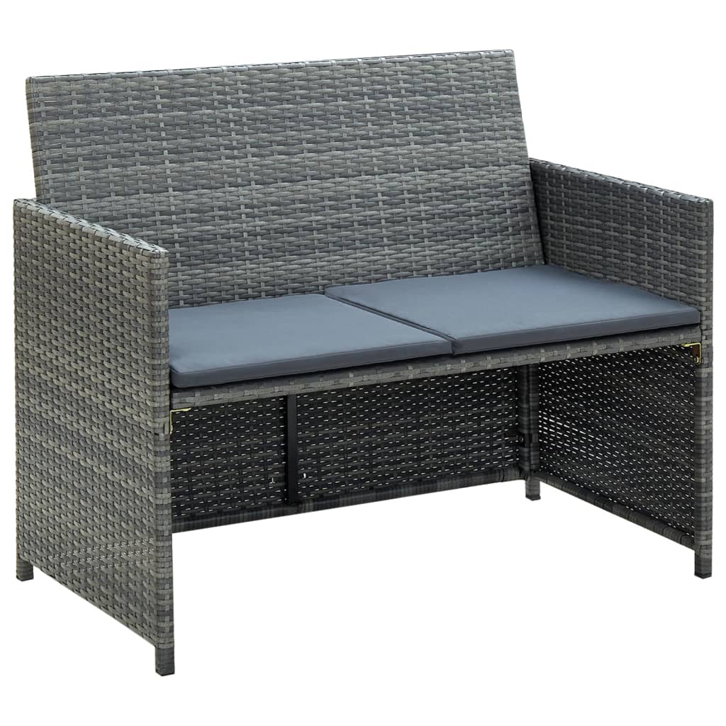Salon de jardin 4 pcs avec coussins résine tressée gris - XIOS