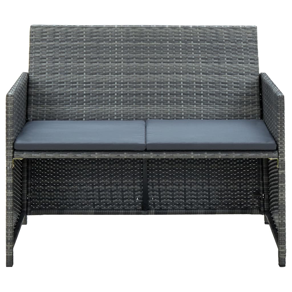 Salon de jardin 4 pcs avec coussins résine tressée gris - XIOS