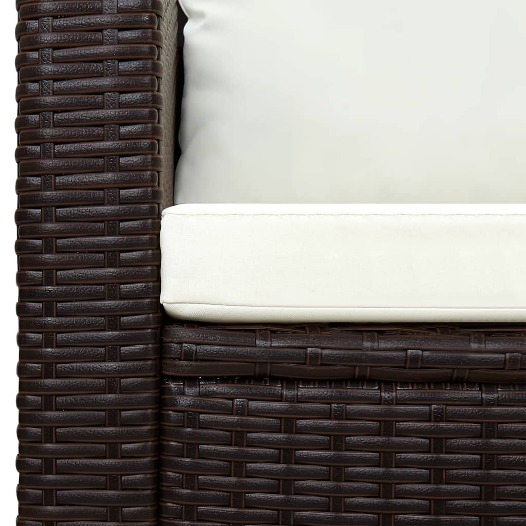Ensemble de bistro 3 pcs avec coussins marron résine tressée - XIOS