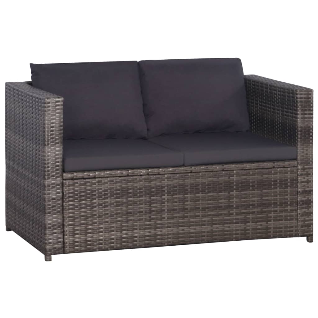 Ensemble de bistro 3 pcs avec coussins gris résine tressée - XIOS