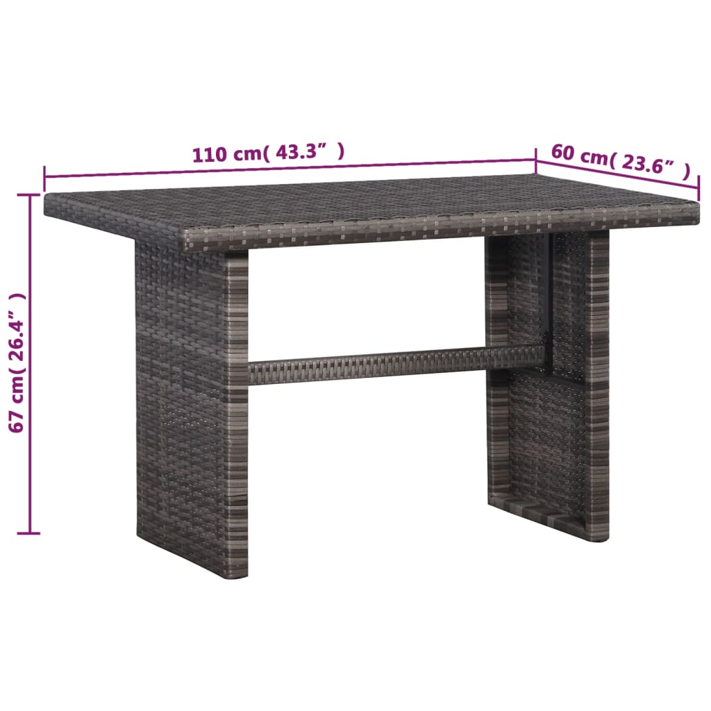 Ensemble de bistro 3 pcs avec coussins gris résine tressée - XIOS