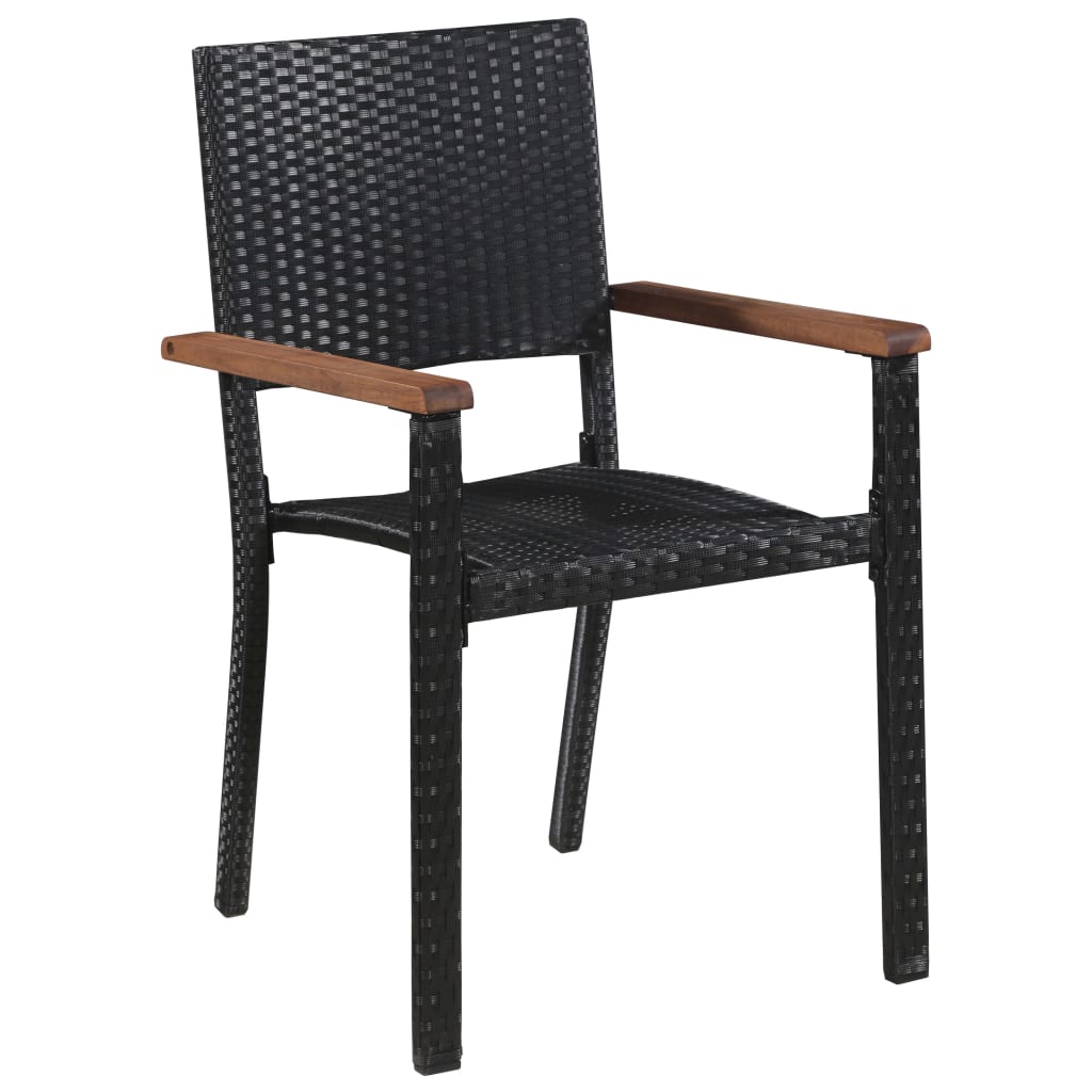 Ensemble à manger d'extérieur 5 pcs Rotin et bois d'acacia Noir - XIOS