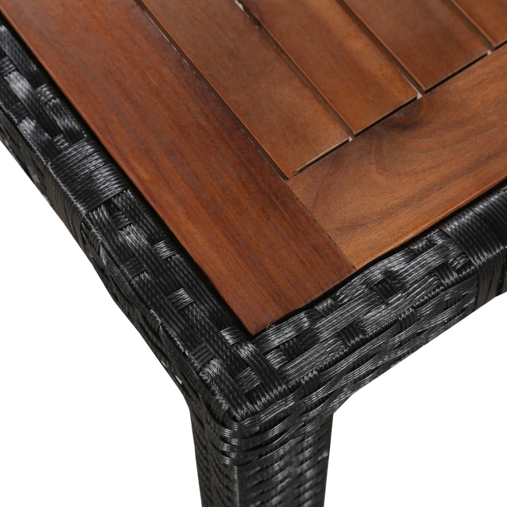 Ensemble à manger d'extérieur 5 pcs Rotin et bois d'acacia Noir - XIOS