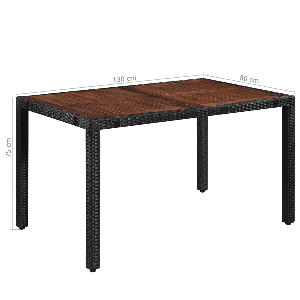 Ensemble à manger d'extérieur 7pcs Résine tressée acacia Noir - XIOS