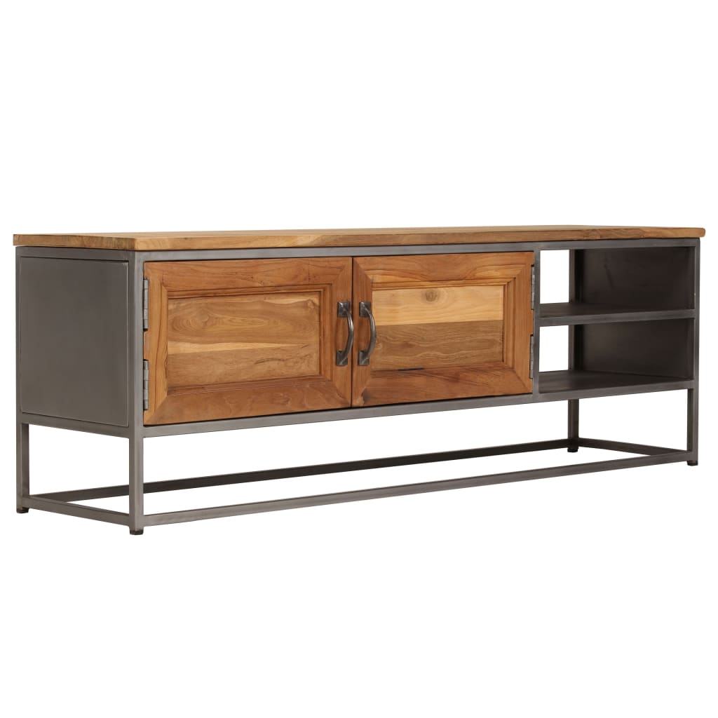 Meuble TV Teck recyclé et acier 120x30x40 cm - XIOS